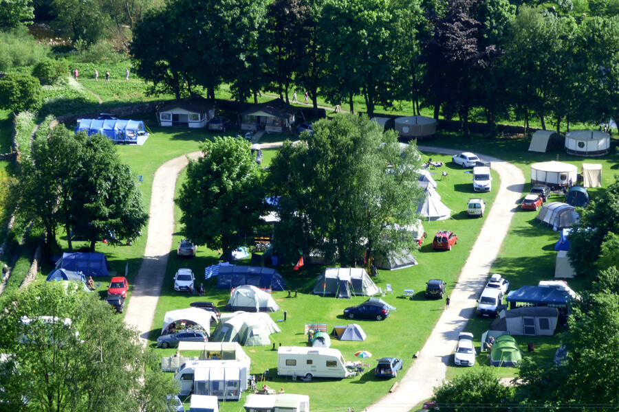 Camping North Yorkshire Bolton Abbey Aerial View